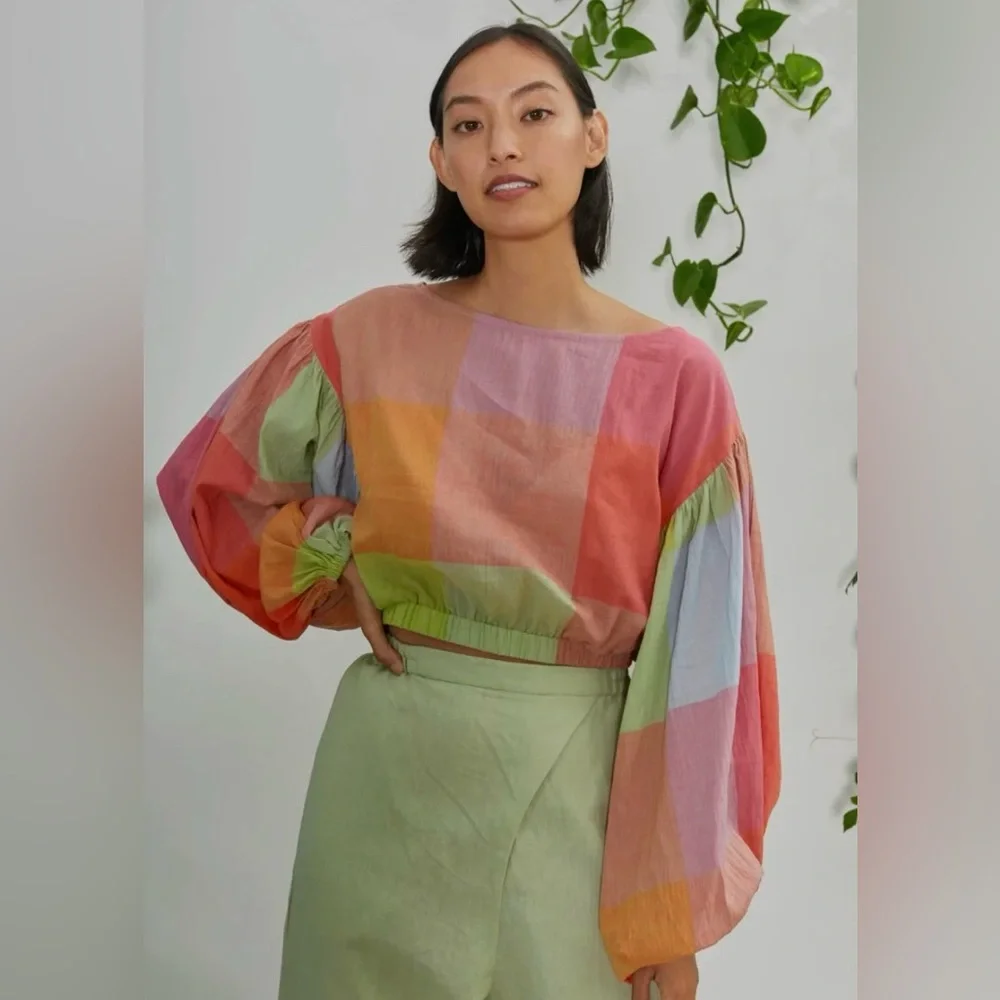 NWT Rujuta Sheth XS Elizabeth top Jupiter Chex - Picture 3 of 8